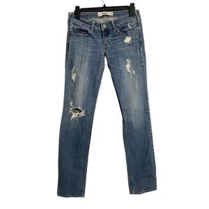 Hollister Jeans 5R Blue Medium Wash Low Rise Skinny Distressed Stretch 27x33